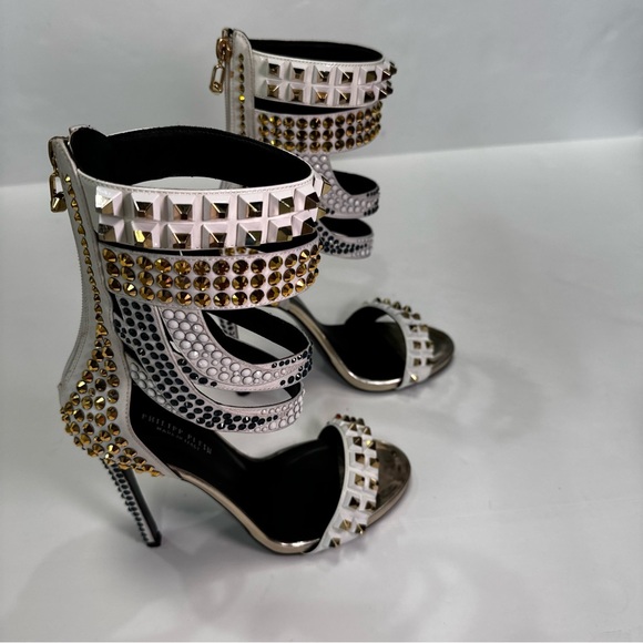 Philipp Plien White sandal with studs and Swarovski - Picture 3 of 7